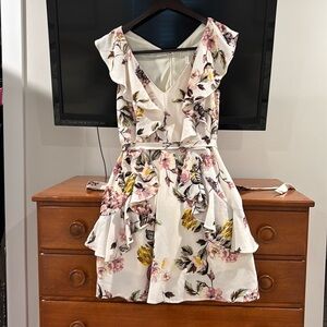 Ruffle front and back dress with tie waist